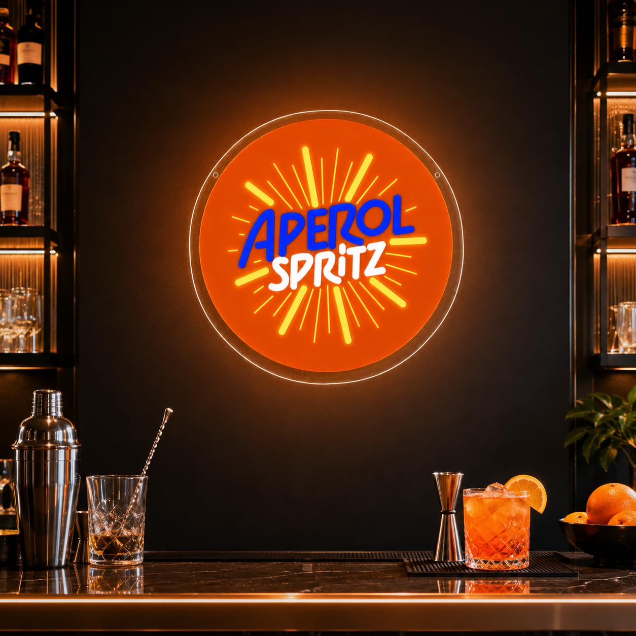 Aperol Neon Schild Deko, Aperol Spritz Led Schild Licht für Wand Deko Bar Cocktail Led Lichter Leuchtreklame Neon Sign für Schlafzimmer Pub Club Party Dekoration Geschenk USB-betrieben