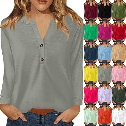 Tee Shirt Femme Col V Chic, Tee Shirt Femme Grande Taille, T-Shirt Manche Longue Tshirt Ajourée Haut Originale Top 2025 Nouveau Vêtements Couleur Unie Loungewear Mi Saison T-Shirt XXXXXL