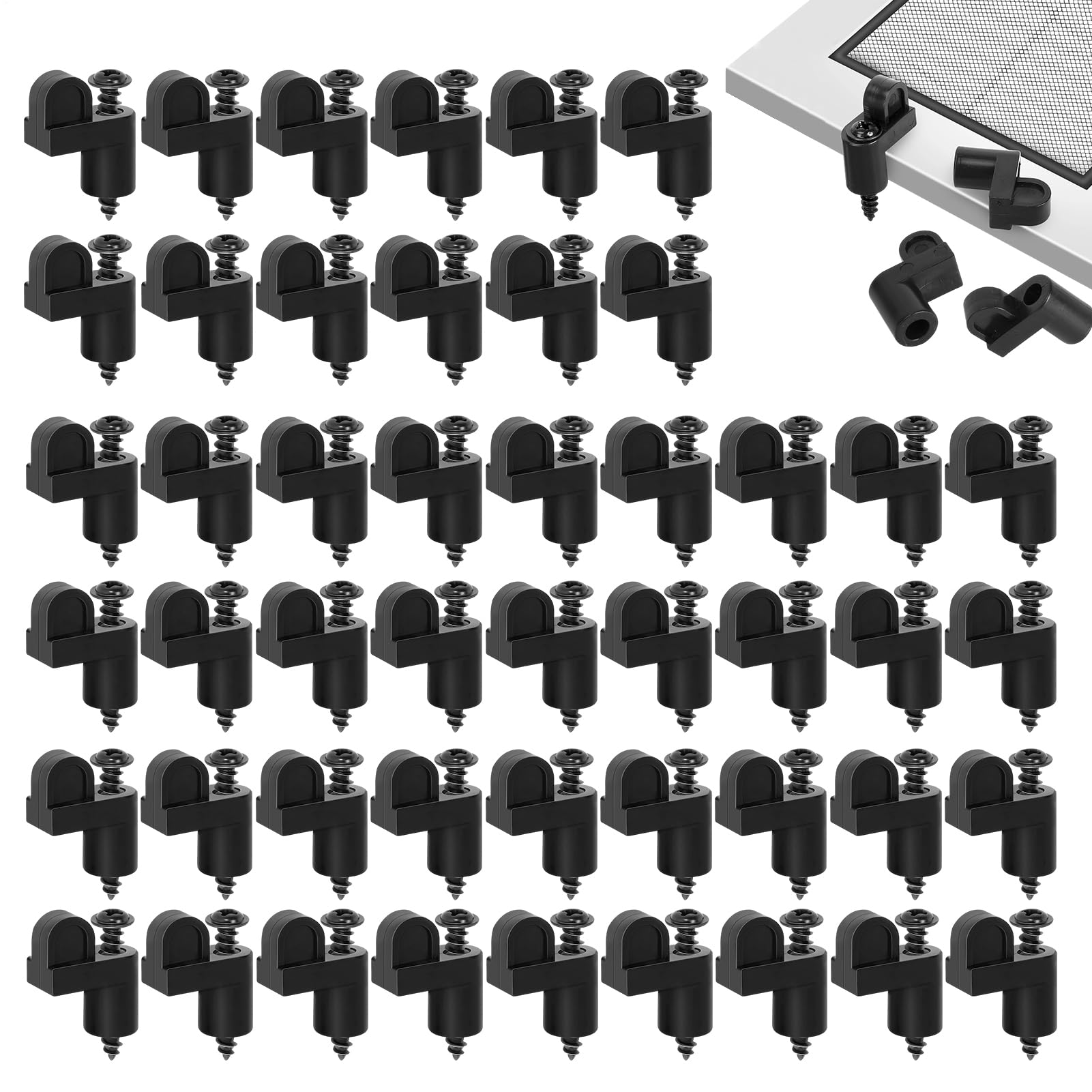 Sujetadores para Mosquiteras - 48 Piezas 9.5 mm Sujetador De Alta Resistencia - Clip Para Mosquiteros De Ventana Para Sostener La Malla | Para Reparación en Apartamento, Casa, Dormitorio,