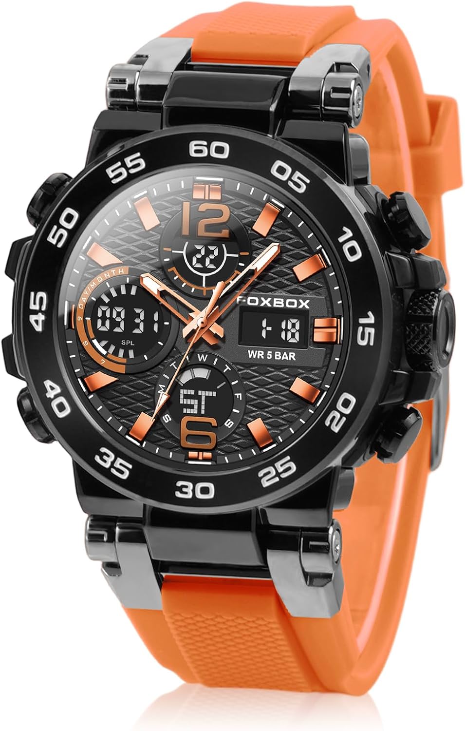 Men's Outdoor Sports Quartz Watches,Waterproof,Clock,Glow,Alarm Clock Multi-Function Analog & Digital Watches for Men,Big Face Easy to Read,Comfortable Silicone Strap,for Training,Hiking