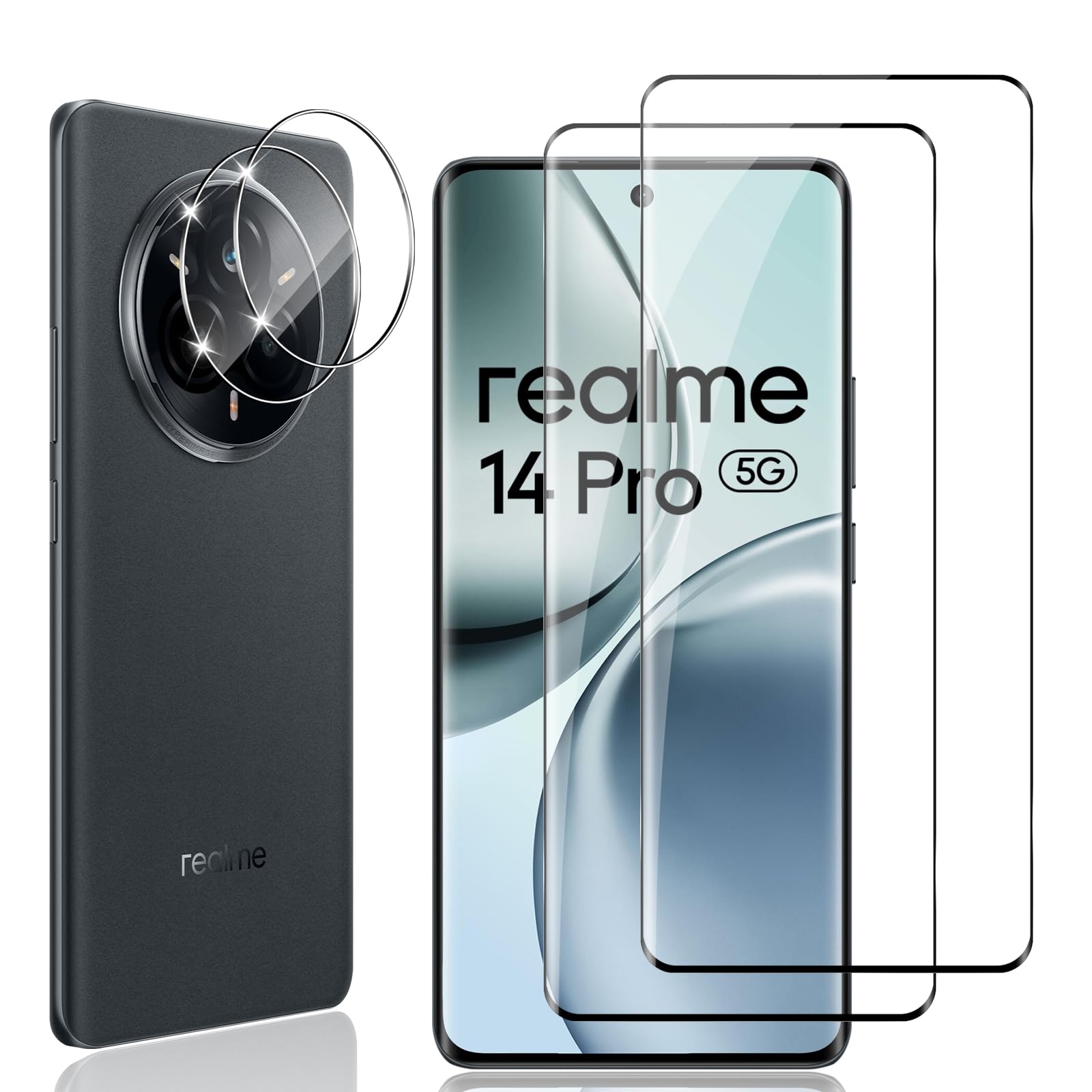GEEMEE Verre Trempé Pour Realme 14 Pro 5G/Realme 14 Pro Plus/Realme 14 Pro+ Arrière Caméra Protection Ecran, 2 Pièces 9H Protection D'écran Film, Couverture Anti-Rayures Anti-Bulles Screen Protecto