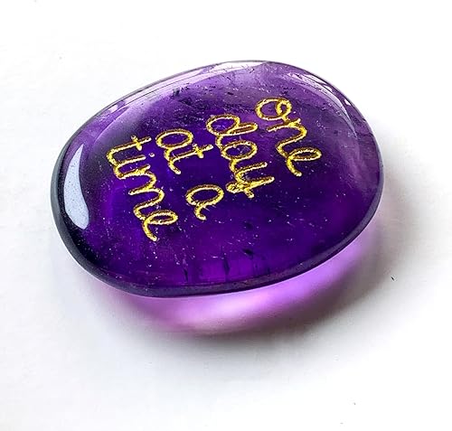 Miniatura 5 de SOLACIEL Cristal curativo de amatista natural, un día a la vez, inspirador pensamiento de ti, regalos para mujeres y hombres