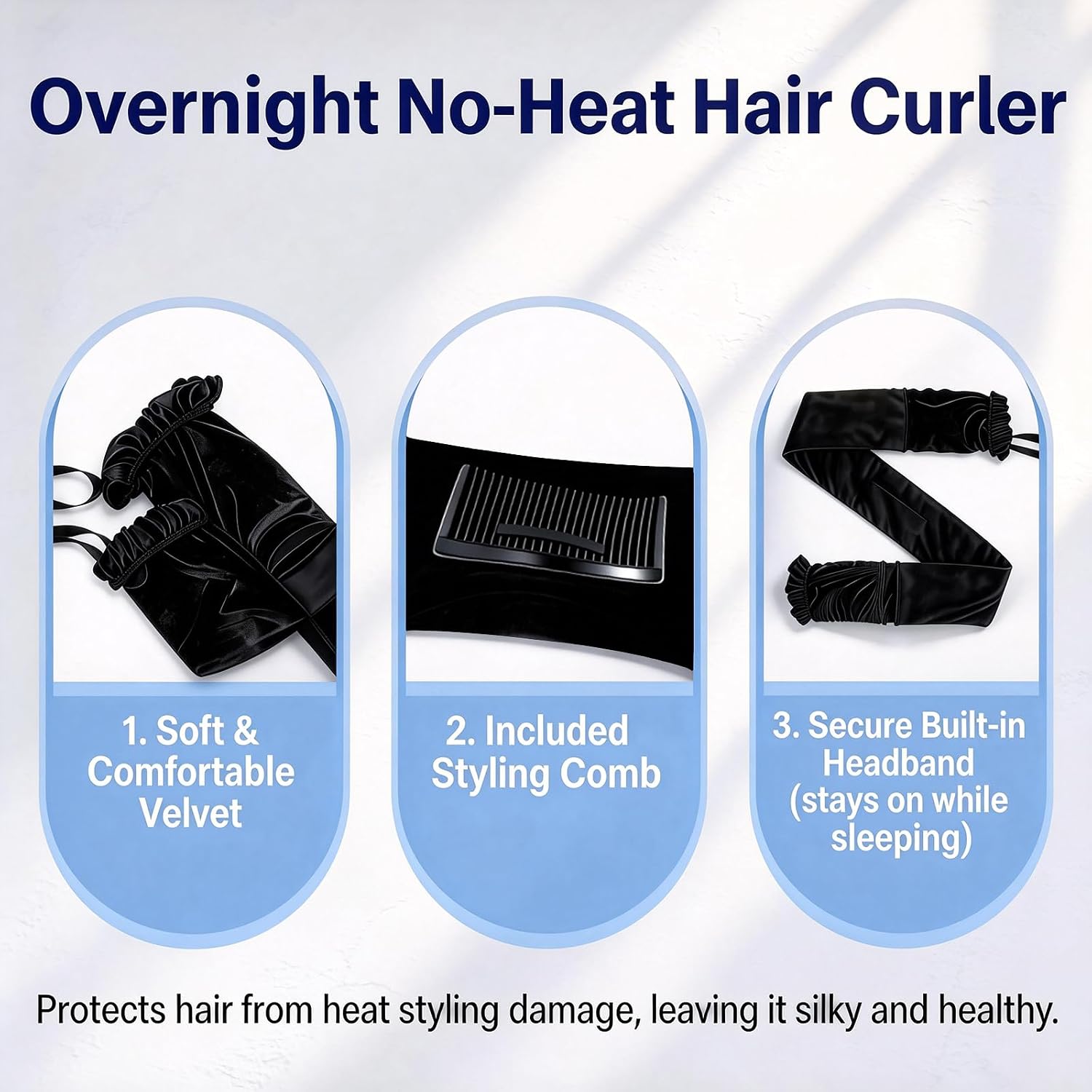 Black and Leopard Print, Heatless Curls Hair Elastics for Sleeping, Damage-Free Soft Rollers, Overnight Curling Sleepyties, Perfect for Long Hair