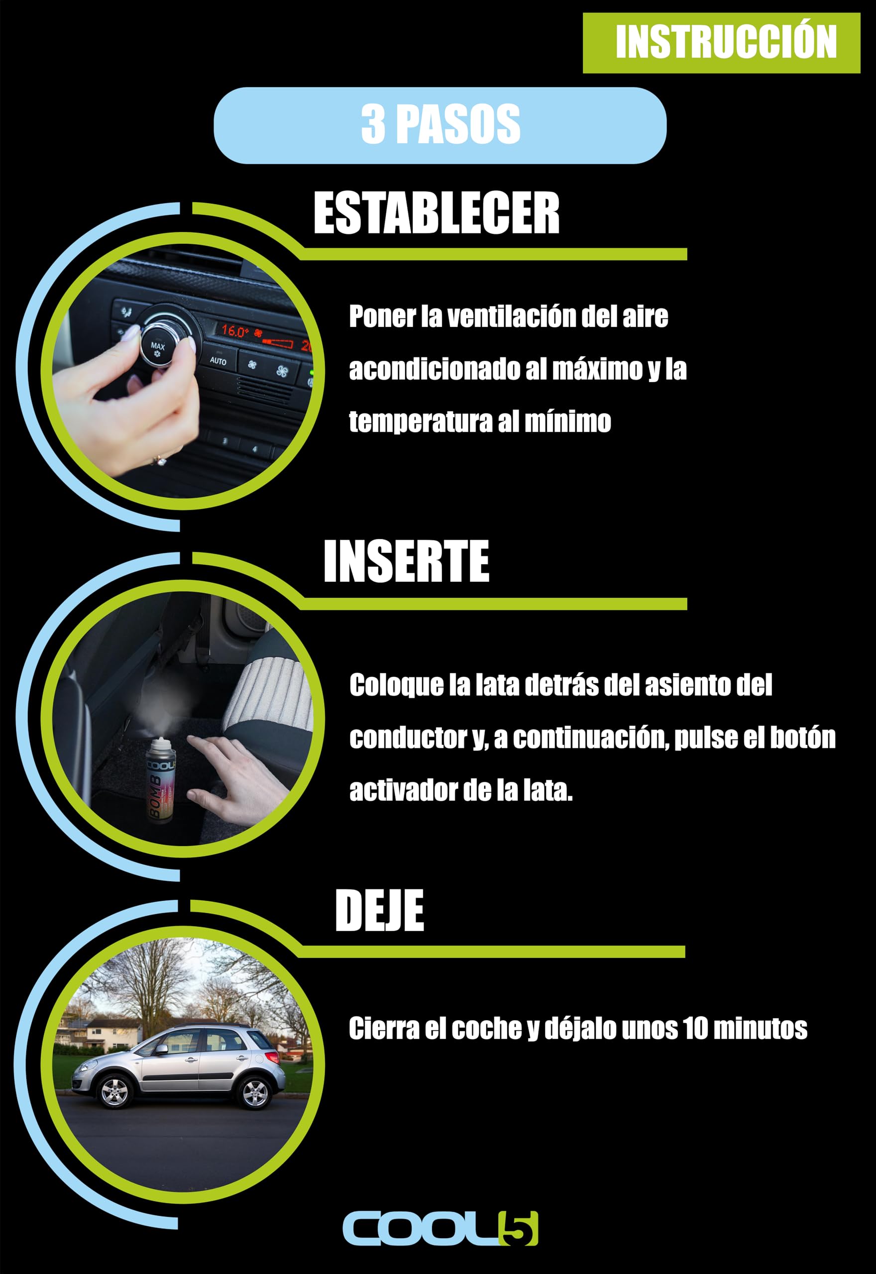 Set de 3 botes de bomba ambientadora para coche - antihongos, antimoho y antivirus, 3 x 136g