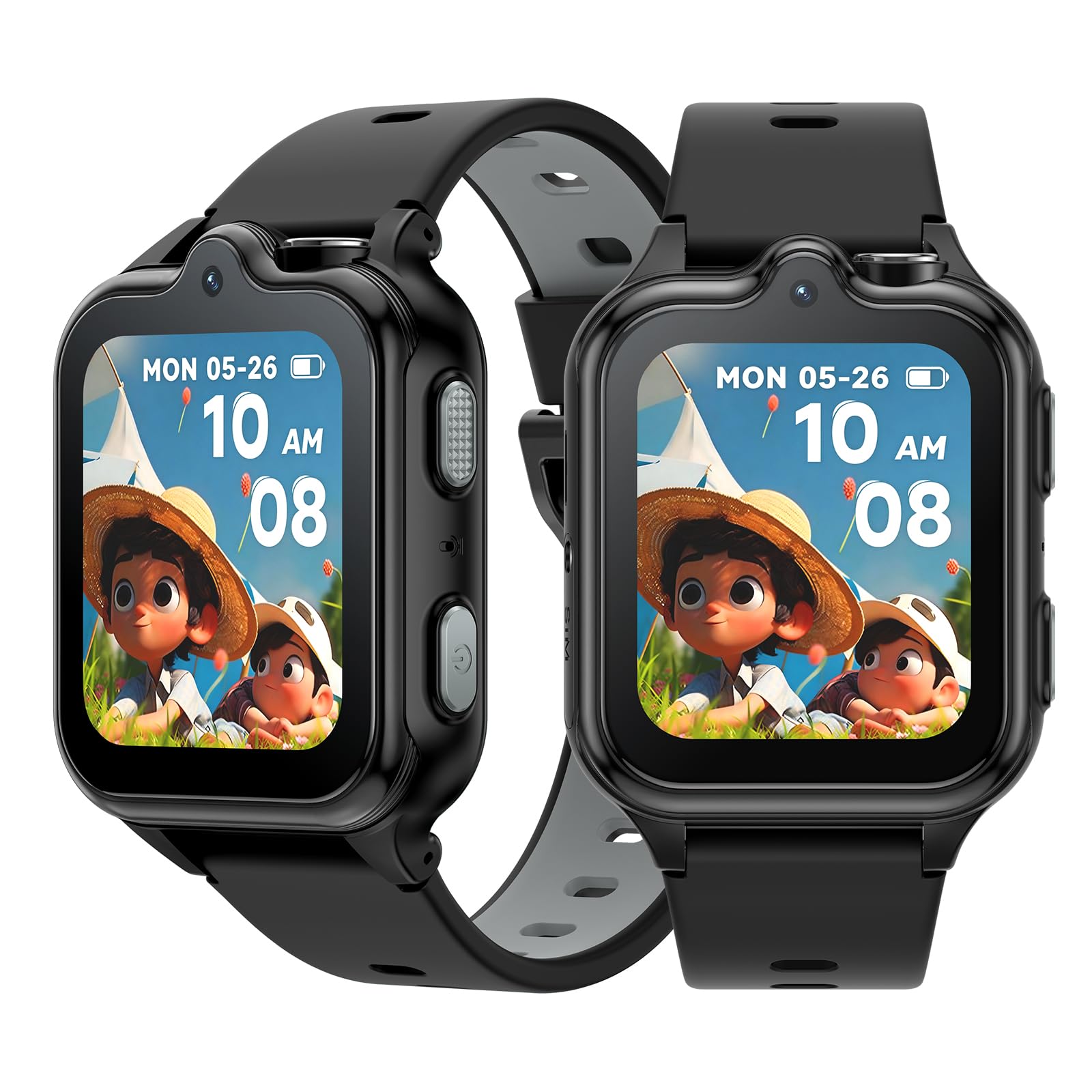 Anyscene S3 Montre Connectée Enfant GPS, Écran HD De 1,72 Pouces, Appels Vidéo 4G LTE, Étanchéité IP68, Mémoire de 16 Go, Batterie 900 mAh, Podomètre Réveil Jeux Cadeau Anniversaire, Noire