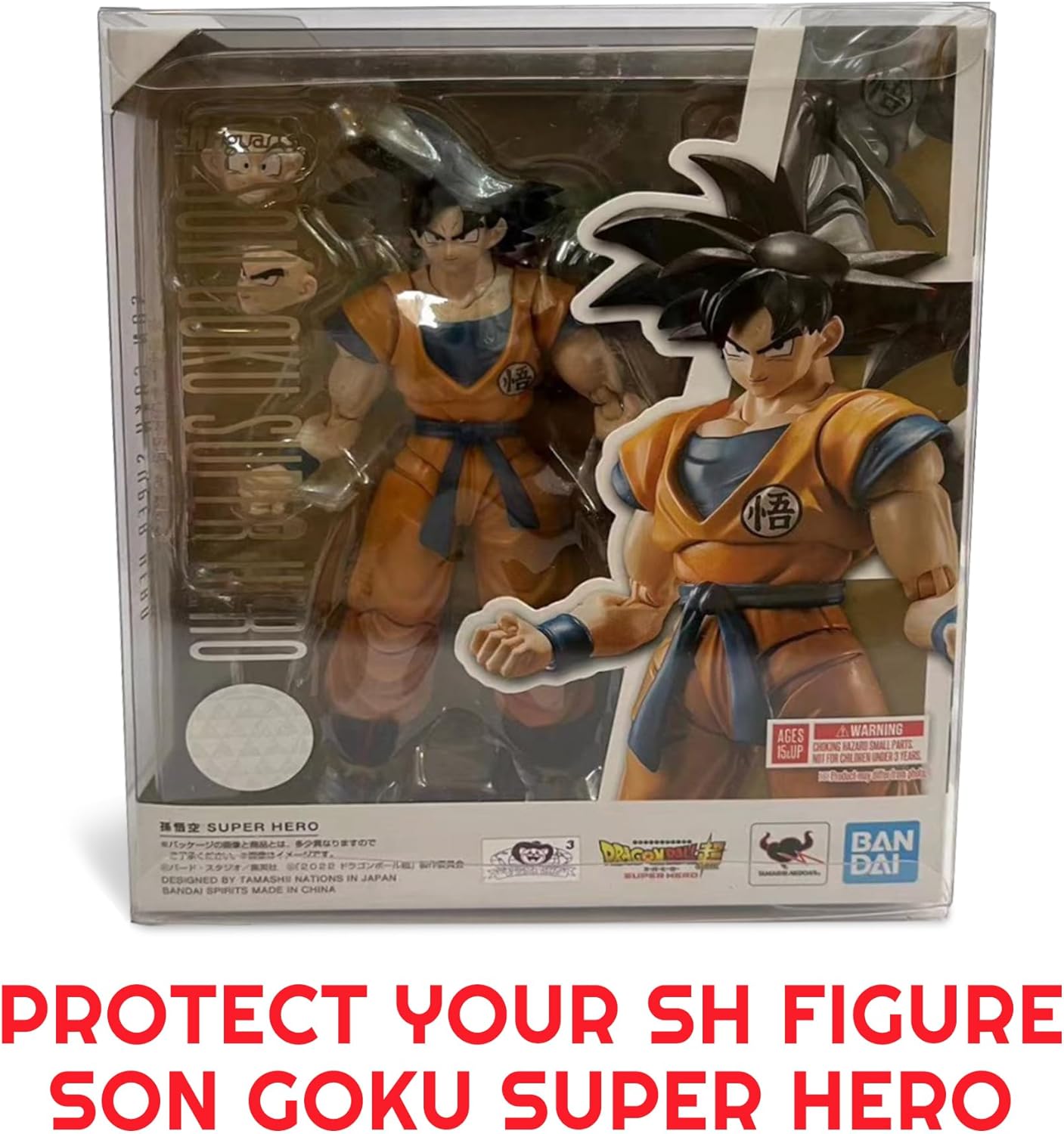 EVORETRO SH Figure Son Goku Super Hero PET Protector Case Pack of 10-0.40 mm Archival Grade, Crystal Clear Display, Impact Resistant, Durable, Custom Fit Goku Figure, Perfect Collector’s Gift
