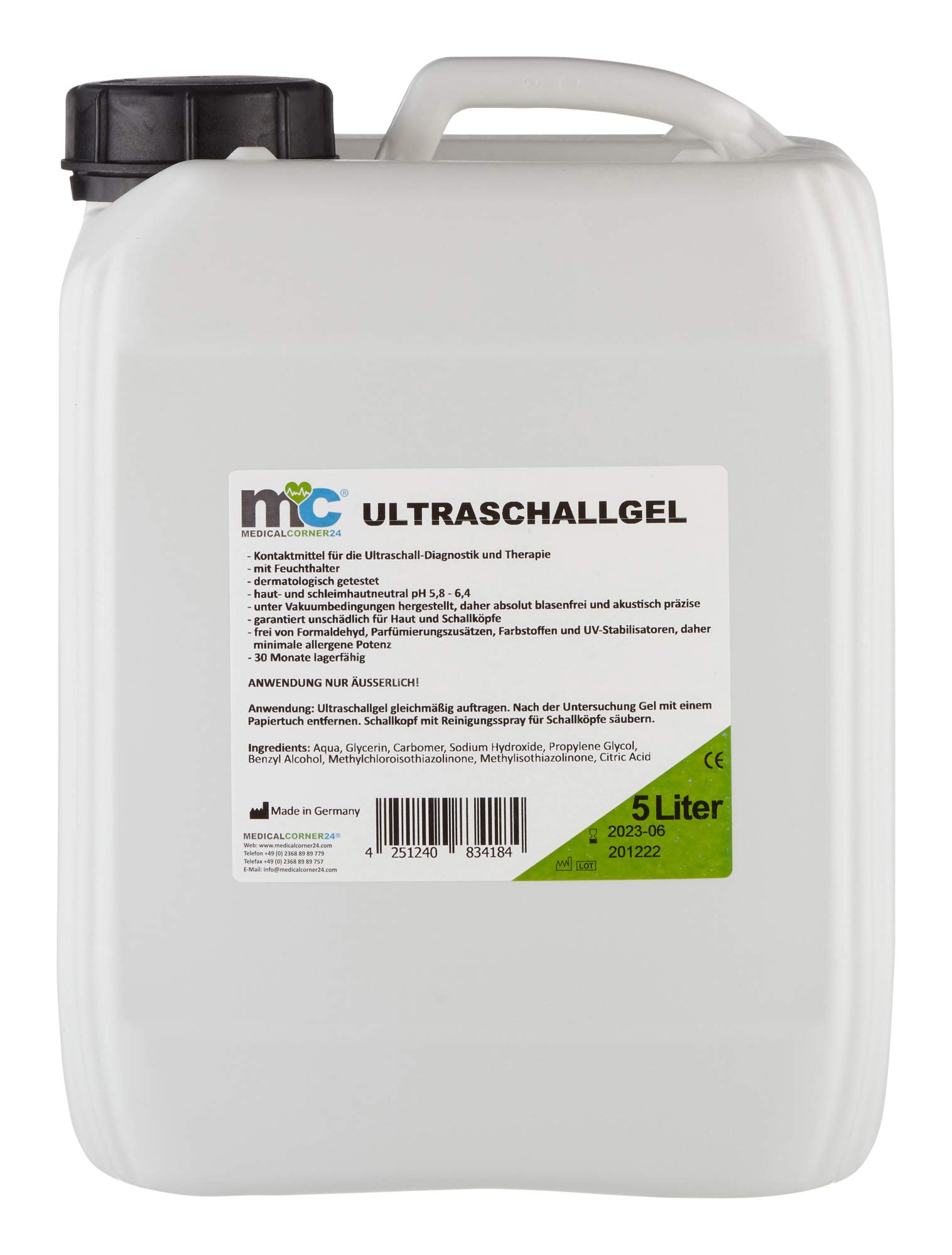 Medicalcorner24 Ultraschallgel, Sonographiegel, Kontaktgel, Leitgel, 5 Liter Kanister