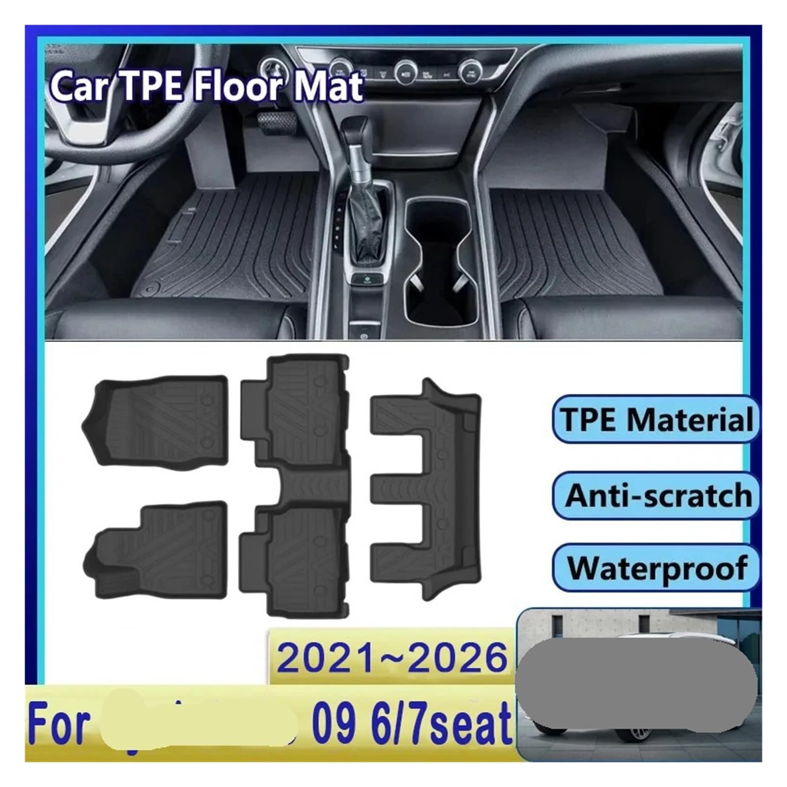 Car Floor Mats Compatible for Lynk Co 09 2022-2026 6seat 7seat Fuel PHEV EMP Anti-Dirty Pads LHD Foot — view 2
