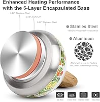 Vista 4 de Tetera de cocina, Toptier Tetera silbante con mango de patrón de madera y silbato fuerte, tetera de acero inoxidable de grado alimenticio