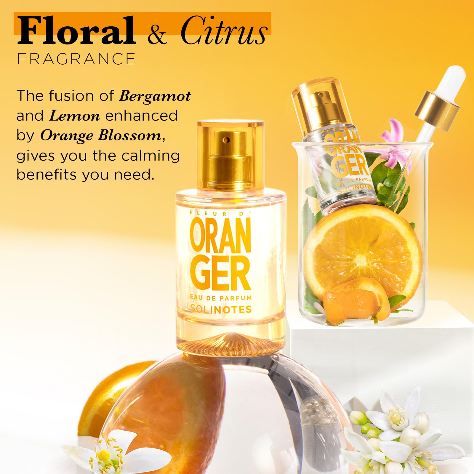 Perfumy damskie SOLINOTES Fleur d'Oranger - woda perfumowana, kwiatowy i kojący zapach, idealny prezent dla niej, 50 ml