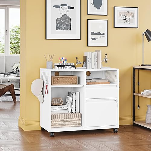 Miniatura 57 de Archivador móvil de 3 cajones con cerradura, archivador debajo del escritorio para oficina en casa, archivadores de metal sobre ruedas para archivo