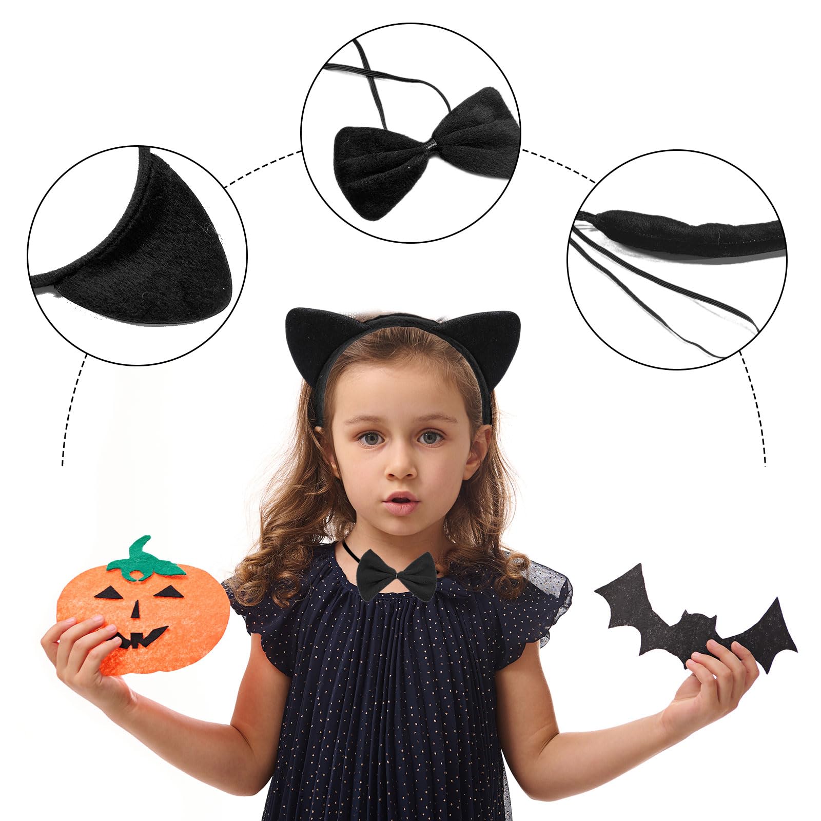 UILYNIU 6 Pcs Cat Costume, Cat Ears Headband, Animal Fancy Dress, Animal Costume, Unisex Party Costume Accessories - Image 3
