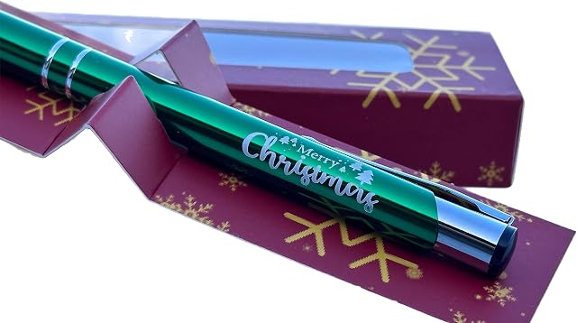 Christmas Xmas Gift Pen with Christmas Box, Laser Engraved Pen, Xmas Pens, Merry Christmas Green pen with gift box, Boss Pen, Thank You Gift, Engraved Christmas Pen, Christmas Pen