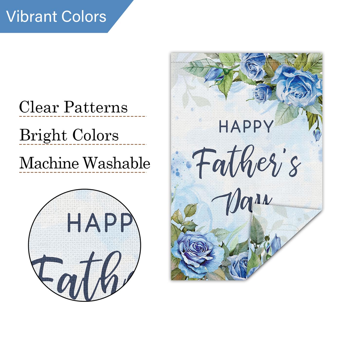 Vatertags-Gartenflagge 'Happy Father's Day' - Doppelseitig, Sackleinen, 71x102 Cm, Mit Rosen-LKW-Motiv