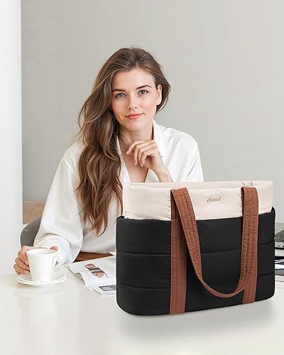 Miniatura 33 de LOVEVOOK Tote Bag for Women, Large Puffer Work Tote Laptop Bag, Lightweight Travel Tote Bag with Zipper Gifts for Women