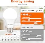 Sylvania ECO LED Light Bulb, A19, 100W Equivalent, Efficient 14.5W, 7 Year, 1450 Lumens, Frosted, 5000K, Daylight - 6 Pack (40884)