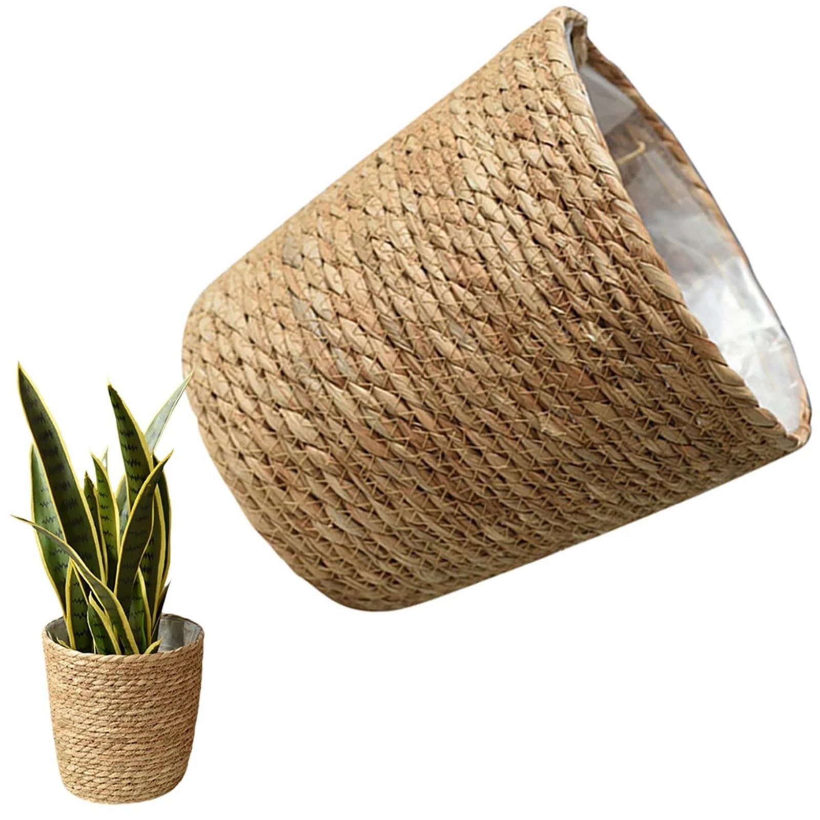 DUNSBY Woven Planter 3pcs Baskets Flower Pot With Liner Woven Hanging Home Supplies Planter(As Shown 122.00X22.0)