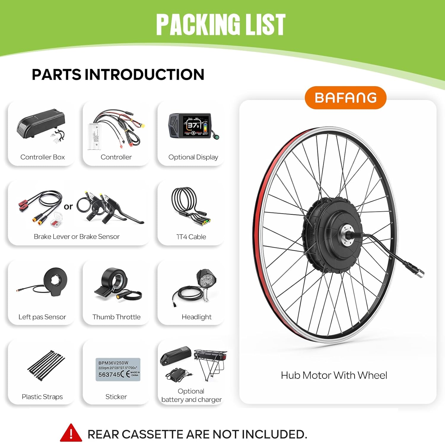 BAFANG Ebike Conversion Kit 48V 500W/750W Rear Hub Motor -G0900 Electric Bike Kit with LCD Display &Battery for 20"/26"/27.5"/700C Mountain/City/Road Bikes (135-142mm Dropout)