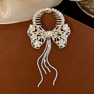 مشبك شعر فريد مرصع باللؤلؤ لتسريحة ذيل الحصان للارتداء اليومي والمناسبات المميزة