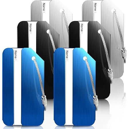 6 Stück Kofferanhänger Aluminium - Bunte Gepäckanhänger Mit Namensschild