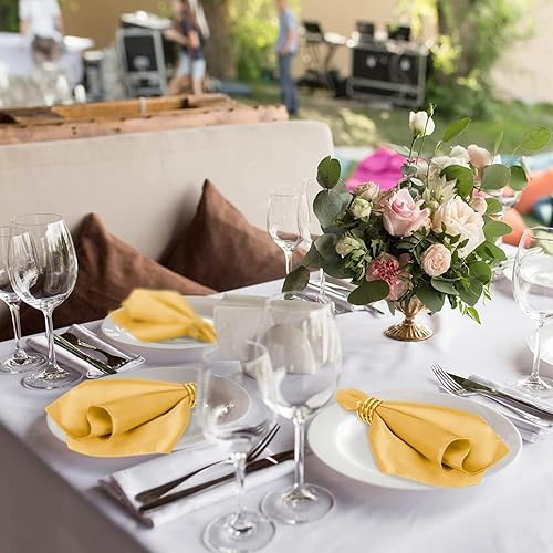 Miniatura 7 de MCEAST Juego de 8 servilletas de tela de satén y servilleteros, servilletas de tela suave y servilleteros para bodas, cenas de cumpleaños, reuniones