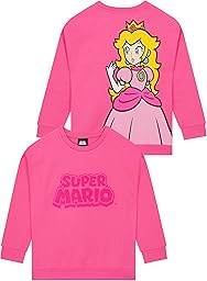 Super Mario Sweatshirt Fille, Pull Fille Princesse Peach, Sweatshirt Enfant Coton