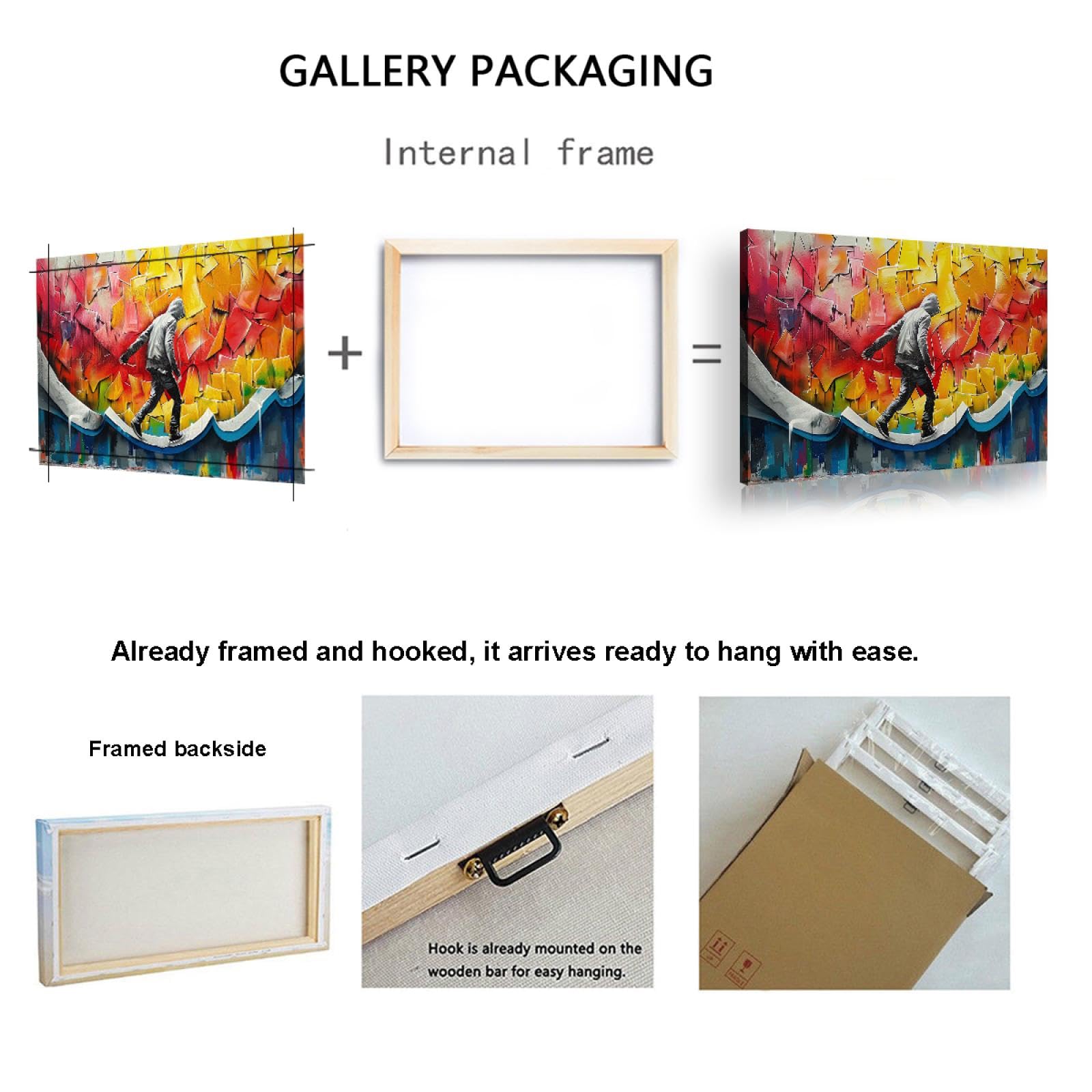 UIRINGART Hip Hop Stile Tela di Canapa Arte Della Parete Sport Tema Stampa Della Tela Decorazione Della Parete Strada Graffiti Poster Artwork per Teen Camera Da Letto 80x120cm Innerframe