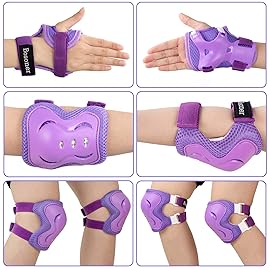 Kids/Youth Knee Pad Elbow Pads Guards Protective Gear Set for Roller Skates Cycling BMX Bike Skateboard Inline Skatings Scooter Riding Sports (Purple, Medium(9-15 years))