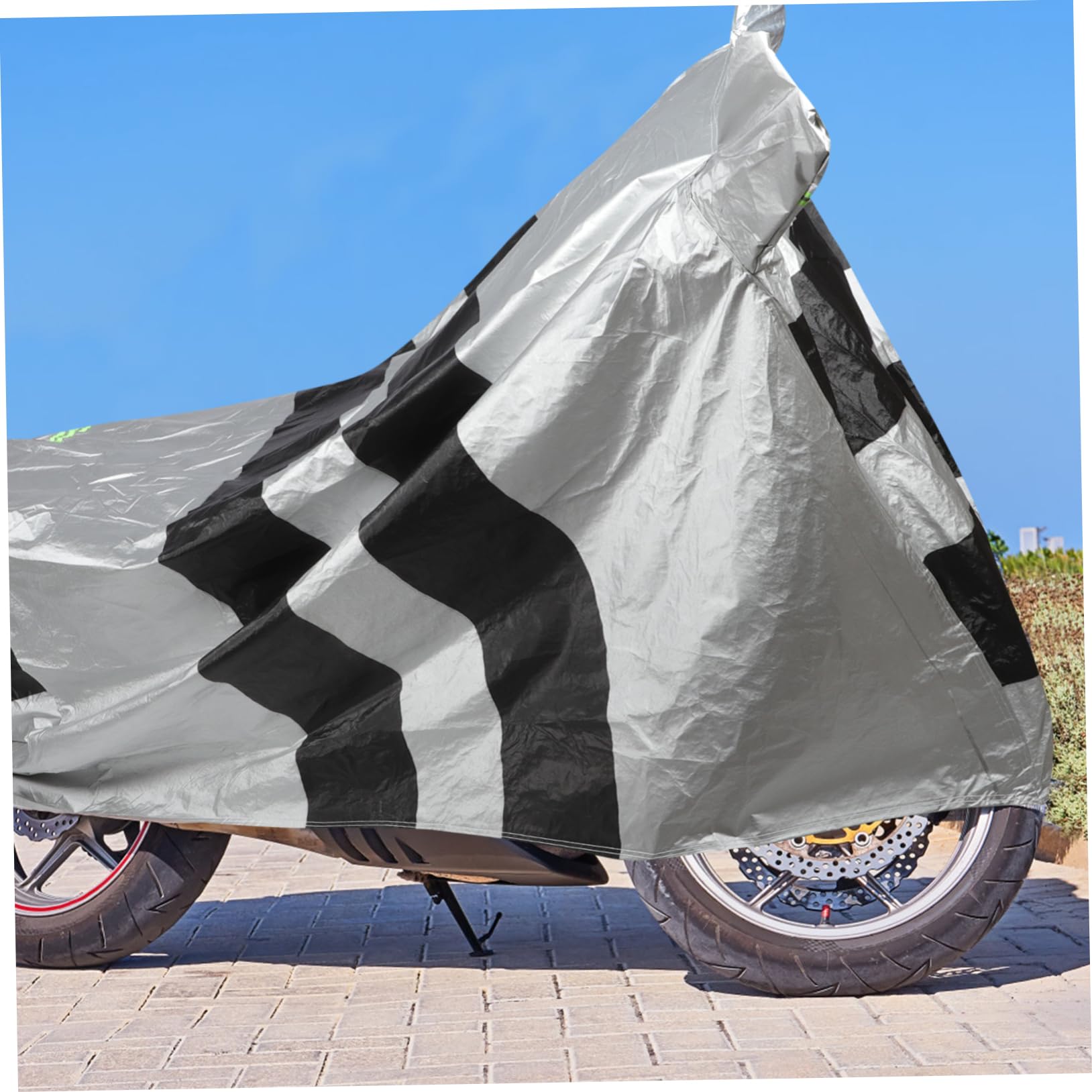 Alipis Housse de Protection Imperméable Coton Floqué, Noir Argenté, Anti-Pluie pour Moto et Trottinette Électrique, Extérieur