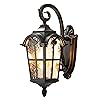 DEWENWILS Outdoor Wall Light Fixtures, Black Roman 17.7" H Exterior Wall Lantern, Anti-Rust & Waterproof, Water Ripple Glass, Outside Wall Sconce Porch Light for House, Garage