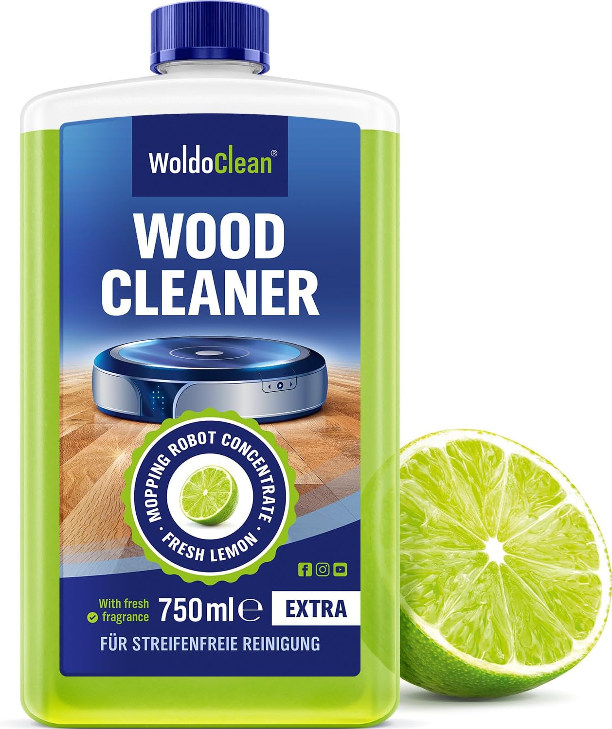 Wood Floor Cleaner for Robot Mops 25.36 fl.oz - pH-Neutral & Streak-Free, Compatible with Roborock, Dreame, Roomba, Tineco, Hardwood & Laminate Concentrate