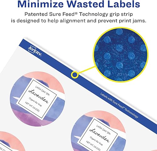 Miniatura 4 de Avery Matte White Removable Round Labels with Sure Feed Technology, Print-to-The-Edge, 1.75" Diameter, 300 Removable Labels, LaserInkjet Printable