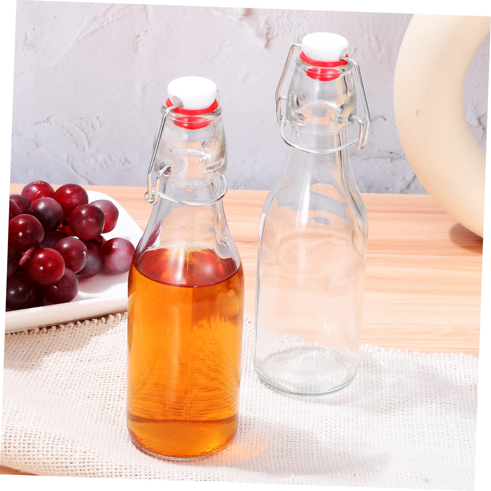 Glasflaschen mit Bügelverschluss 250ml aus Glas und Silikon | Inklusive Bürste, für Milch und Kaltgetränke, 250ml Je Flasche, 6 Stück
