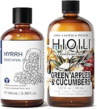 HIQILI 100ML Myrrh Essential Oil & 150ML Green Apples & Cucumbers Fragrance Oil, for DIY, Diffuser