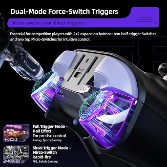 Thunderobot G80 1000HZ Wireless Gaming Controller for NS/PC/iOS/Android with Charging Dock,Hall-effect Adjustable Joystick,Dual-Mode Force-Switch Triggers,Optical Micro Switches,RGB Backlight (Black)