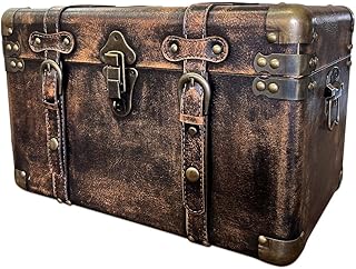 鍵付き アンティーク宝箱 ヴィンテージ宝箱 アンティーク木箱 海賊木箱 宝石箱 (W40cm)