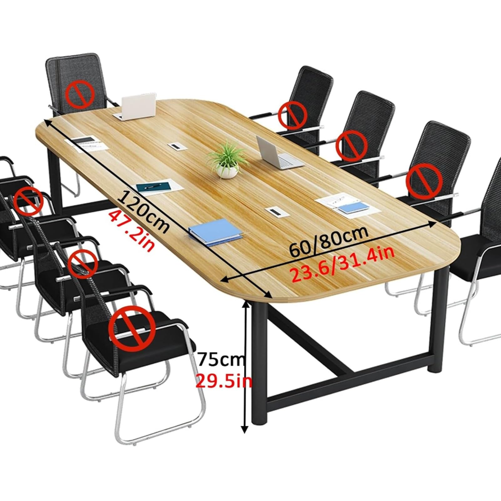 Wytrzymały drewniany stół konferencyjny do biura, 120 x 80 x 75 cm, biurko seminarium z pudełkiem do przechowywania i regulowanymi nóżkami, idealne na spotkania i współpracę