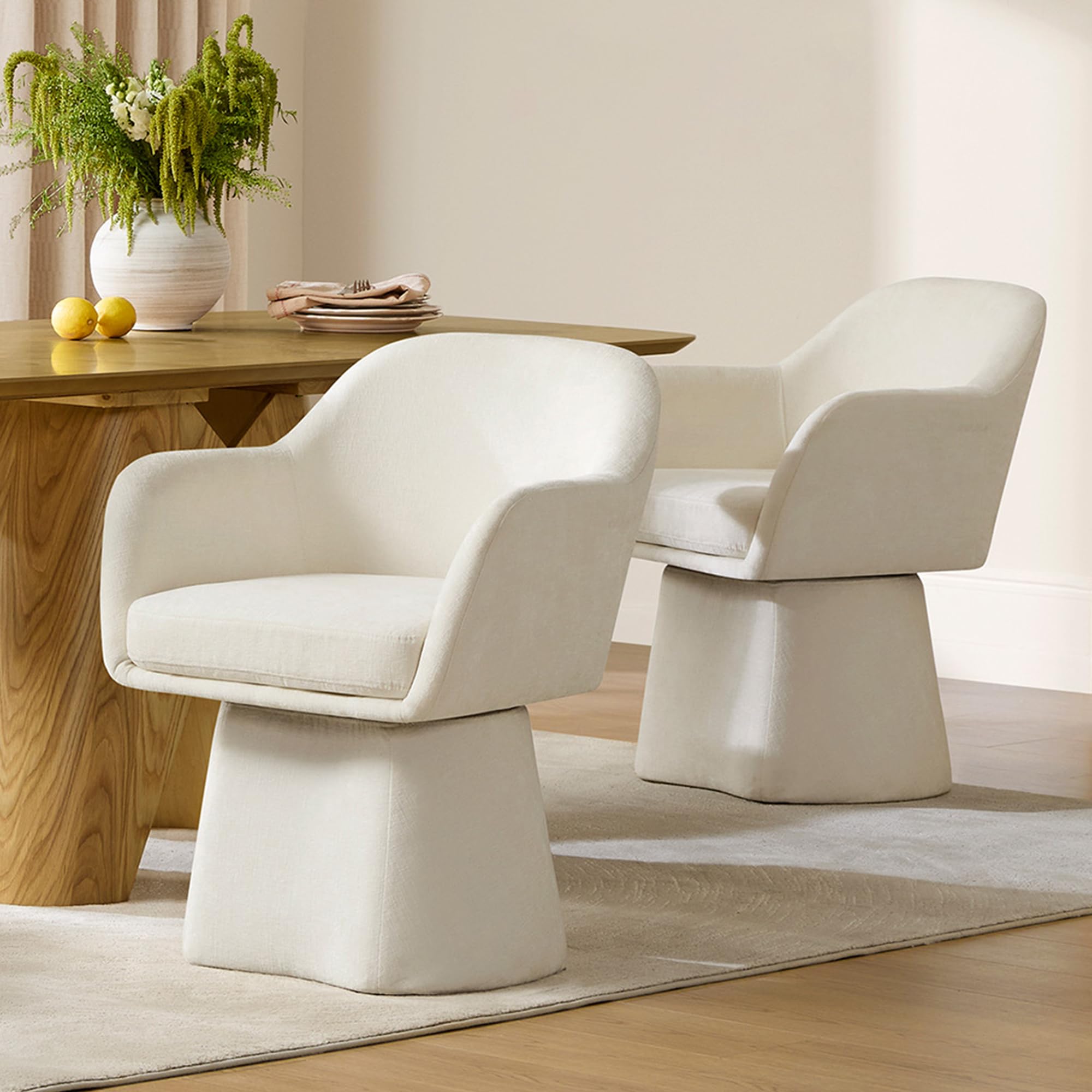 View 1 of ** PARTIAL SET ONLY ONE CHAIR, NOT TWO**
CHITA Swivel Upholstered Dining Chairs Set of 2, Thicker Cushion,Cream