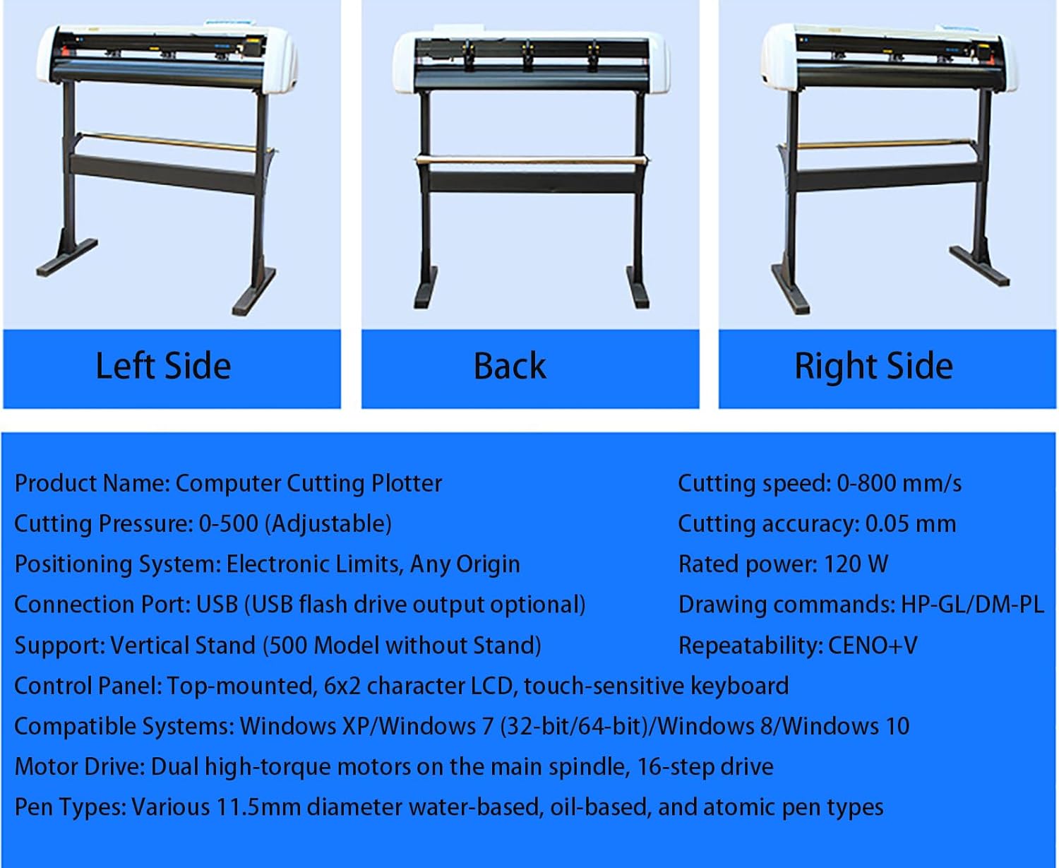 34-Inch Vinyl Cutter Plotter with LCD Display, 870mm Sheet Feed, Manual Sign Maker Machine with Stand, Includes Supplies, Tools, for Design and Cutting Use
