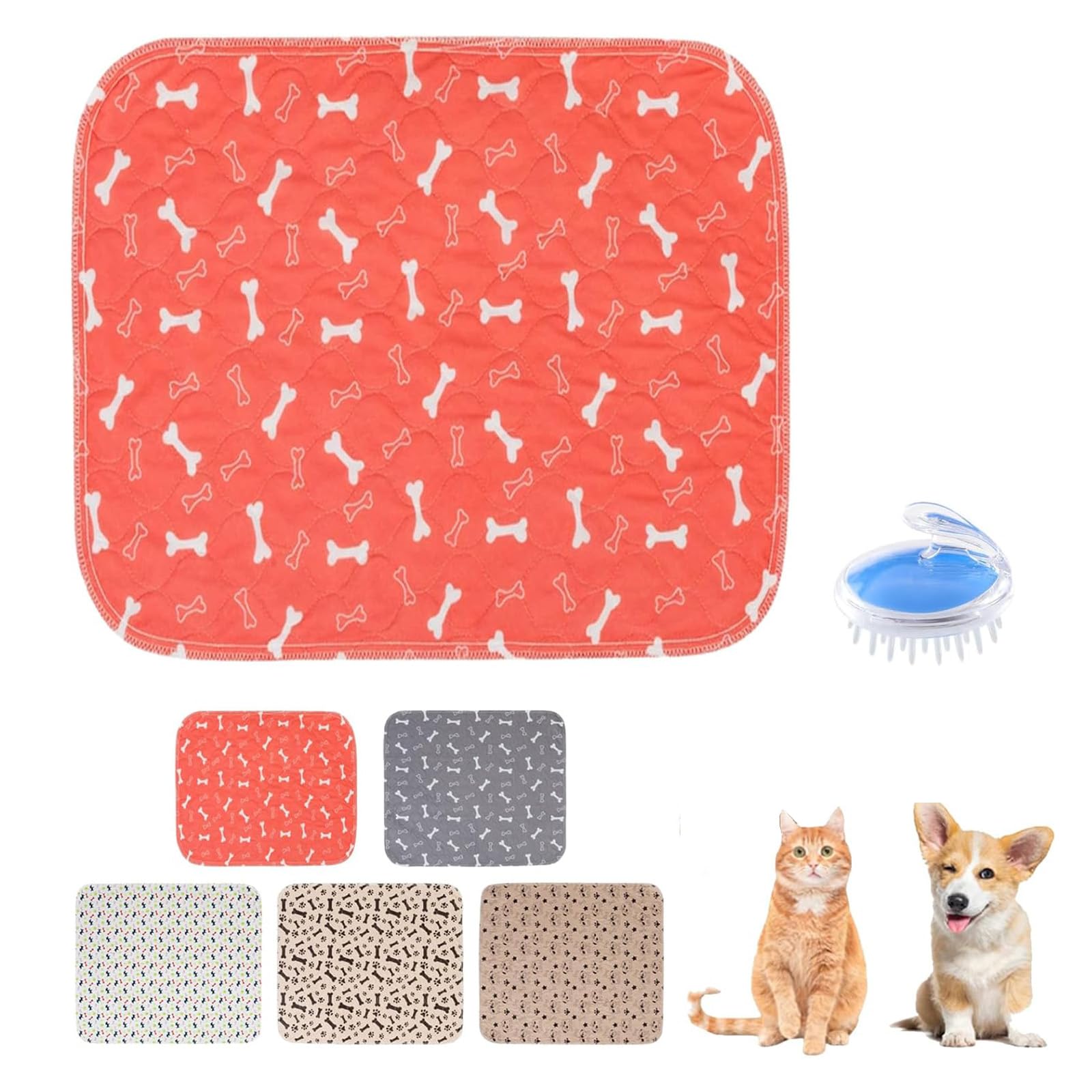 Puppy Pad with Pheromones, Washable PuppyPad Pee Pads for Dogs, Reusable Leak & Odor Proof, Non-Slip Base with 4-Layer Protection (red, L(80*90cm))