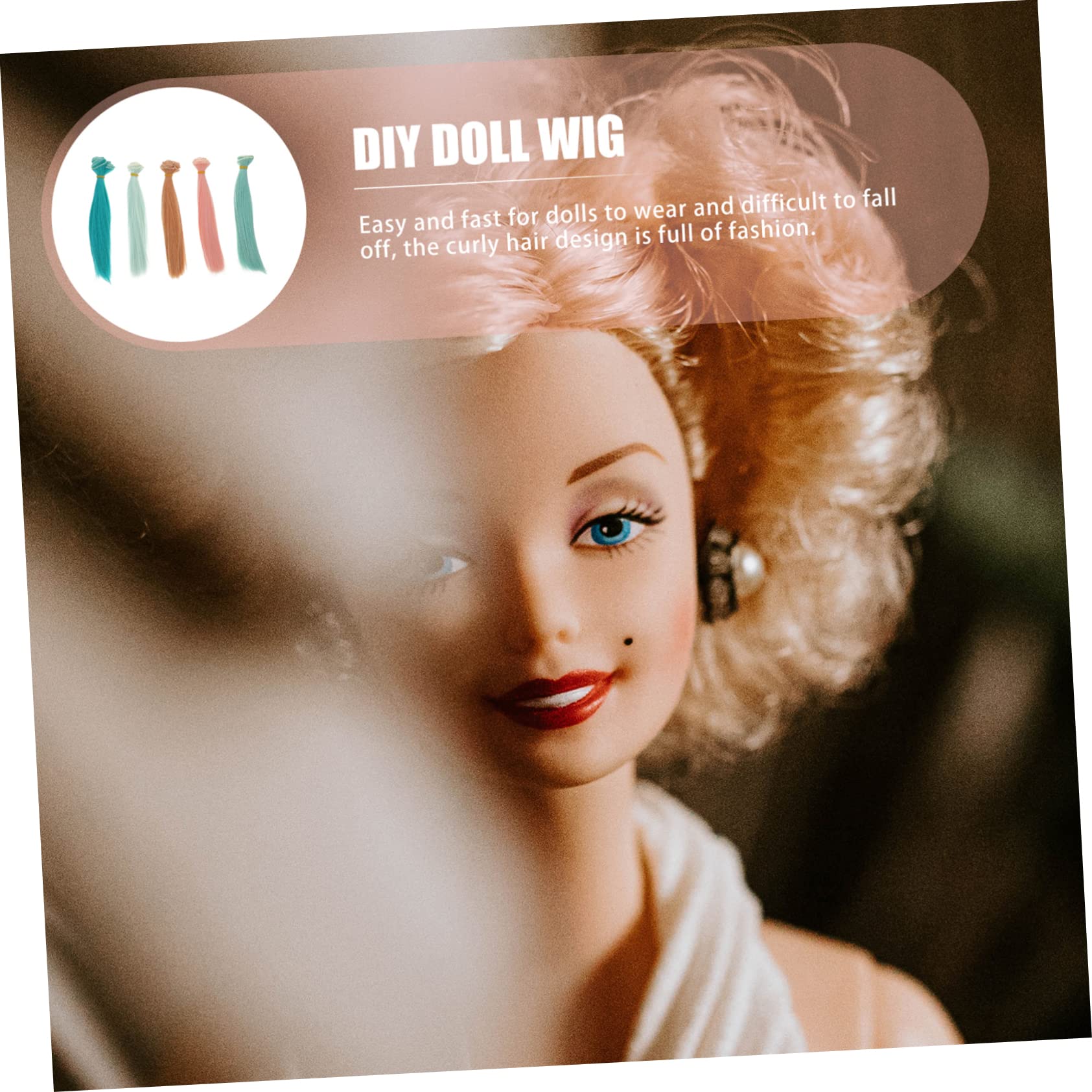 Set 5 Parrucche Per Bambole In Seta Termica - Trame Liscie Per Creazioni Fai Da Te - Foto 11