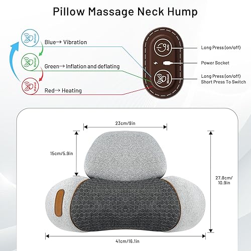 Miniatura 2 de Almohada masaje corrector de joroba de cuello con calor, tracción cervical y espuma viscoelástica - Masajeador de cuello 3 en 1 para aliviar