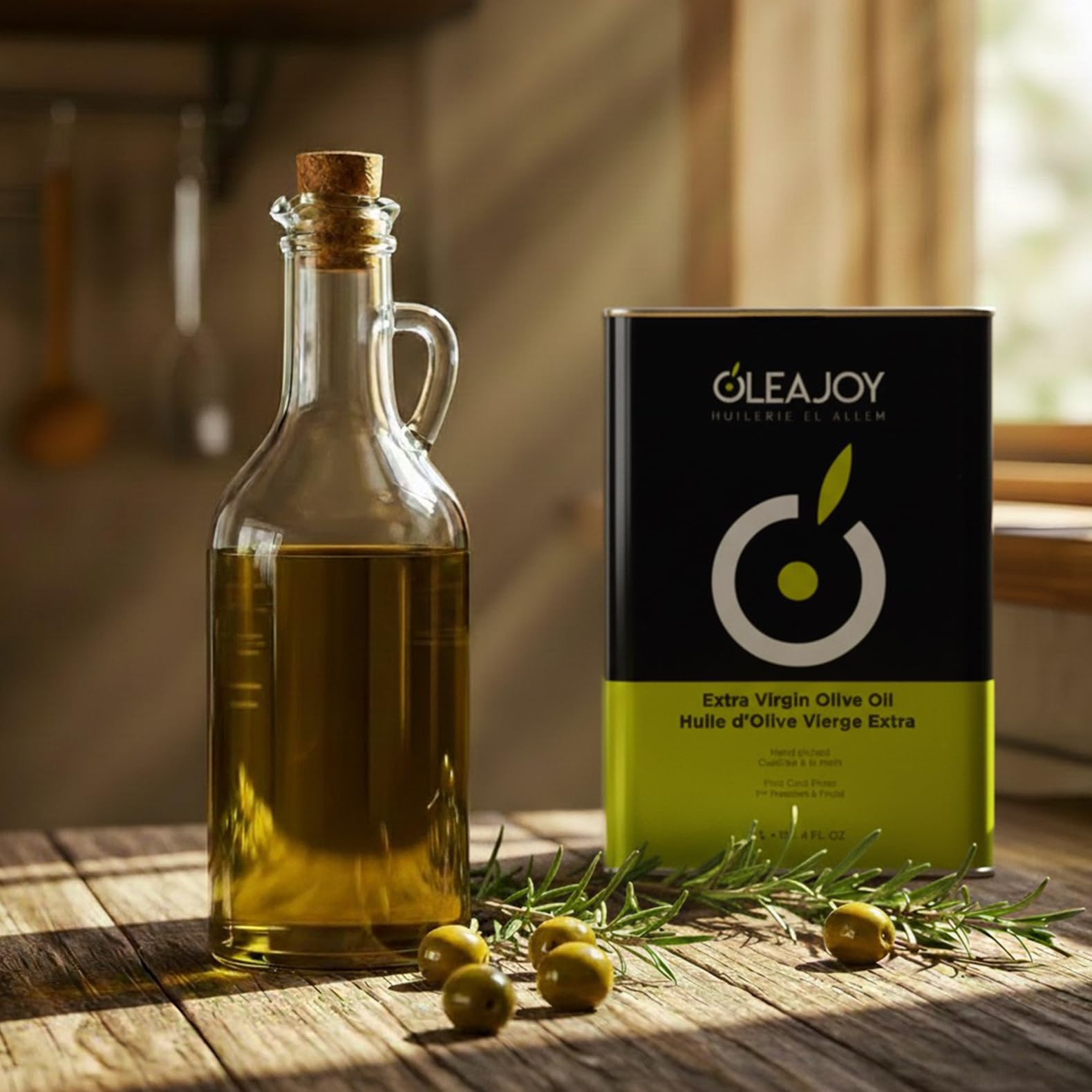 OleaJoy Extra Virgin Olive Oil, Hand picked, Cold Extracted