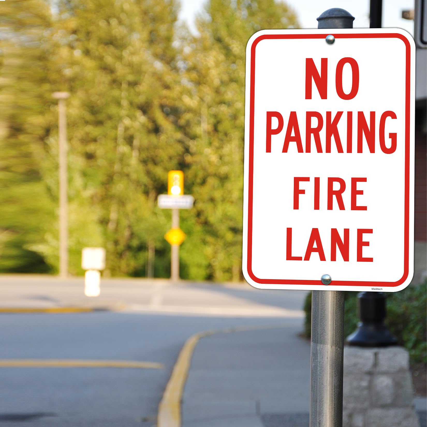 Letrero grande (4 unidades) con texto en inglés "No Parking", letrero de carril de fuego, 30,5 x 45,7 cm, aluminio reflectante de grado de ingeniero, resistente a la decoloración, 2 agujeros