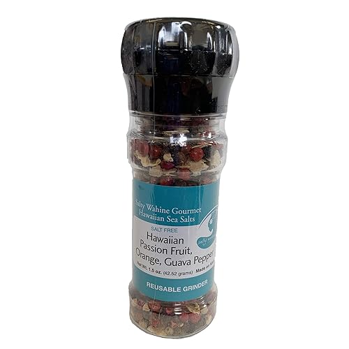 Sales marinas hawaianas gourmet saladas Wahine, maracuyá hawaiana, naranja, pimienta de guayaba, molinillo