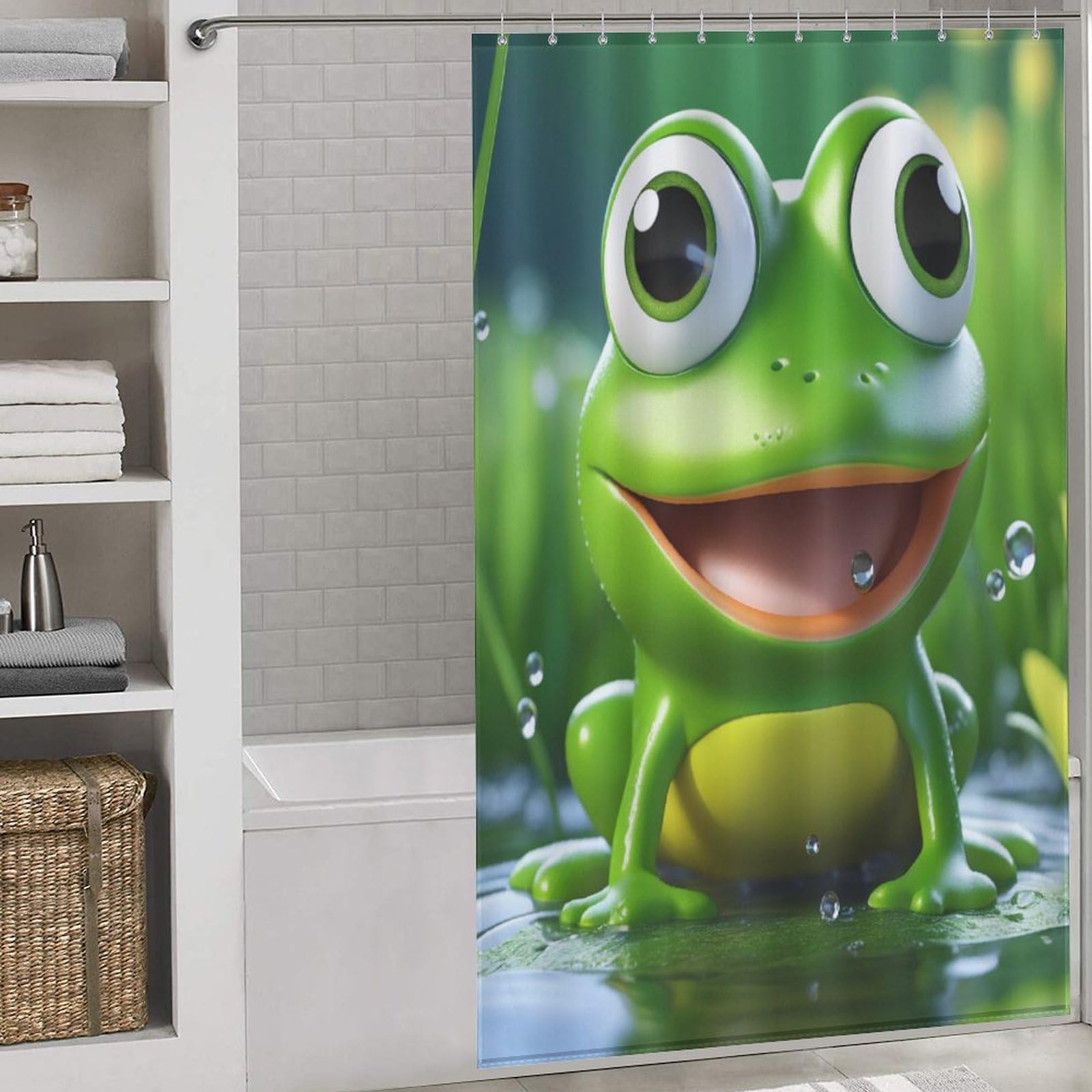 Rideau de douche grenouille pour baignoire rideau de salle de bains polyester
