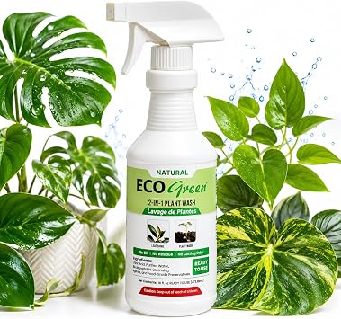 ECO Green Leaf Shine & Plant Wash - Multi-Use Foliar Spray, Soil Drench, Dip | Cleans Dirt, Debris, Biofilm | For Indoor & Outdoor Plants, Crops, Ornamentals | Plant Booster
