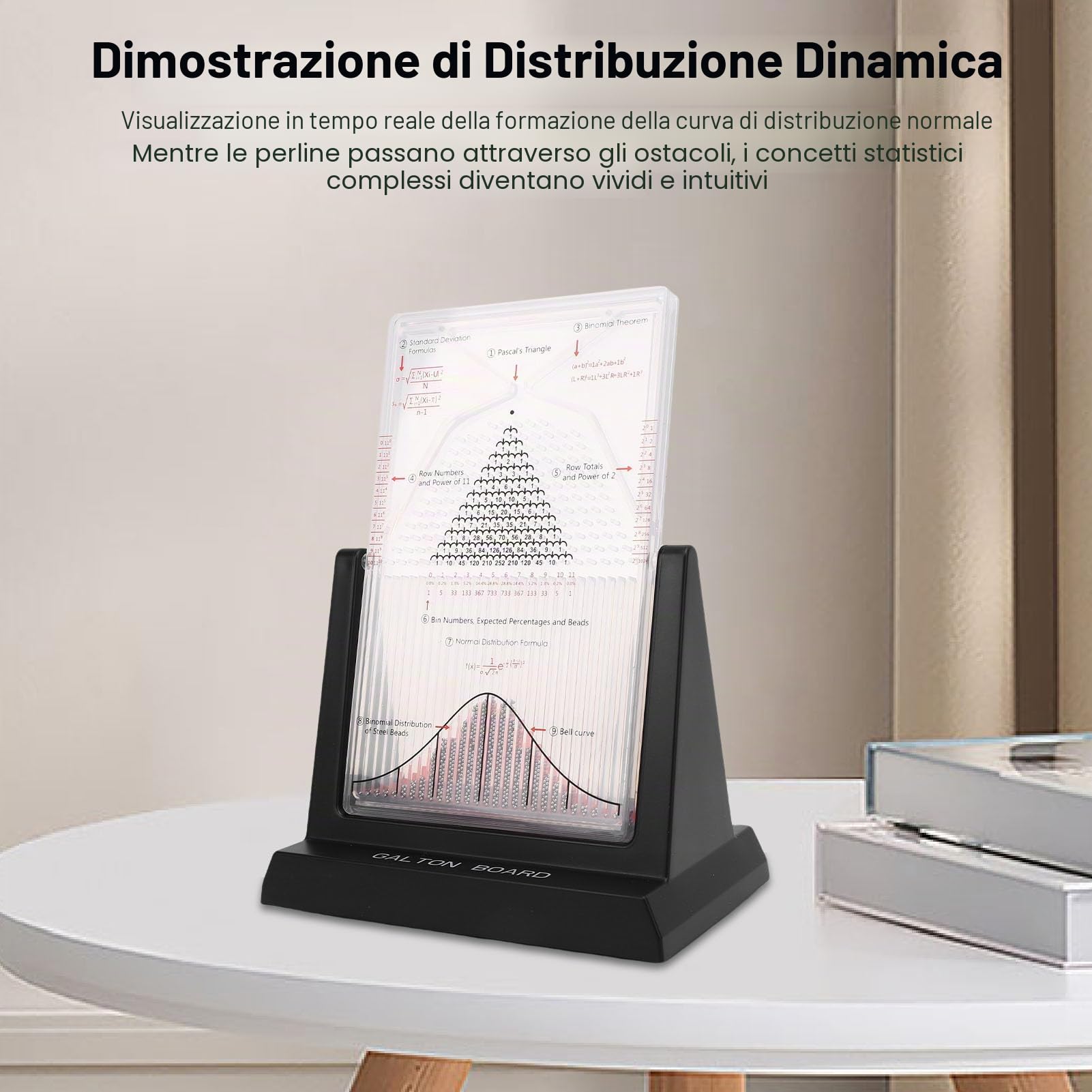 Jeffergarden Galton Board Sussidio Didattico per la Fisica delle probabilità con 2800 Perline di Metallo Dimostratore di probabilità Modello di Distribuzione Normale