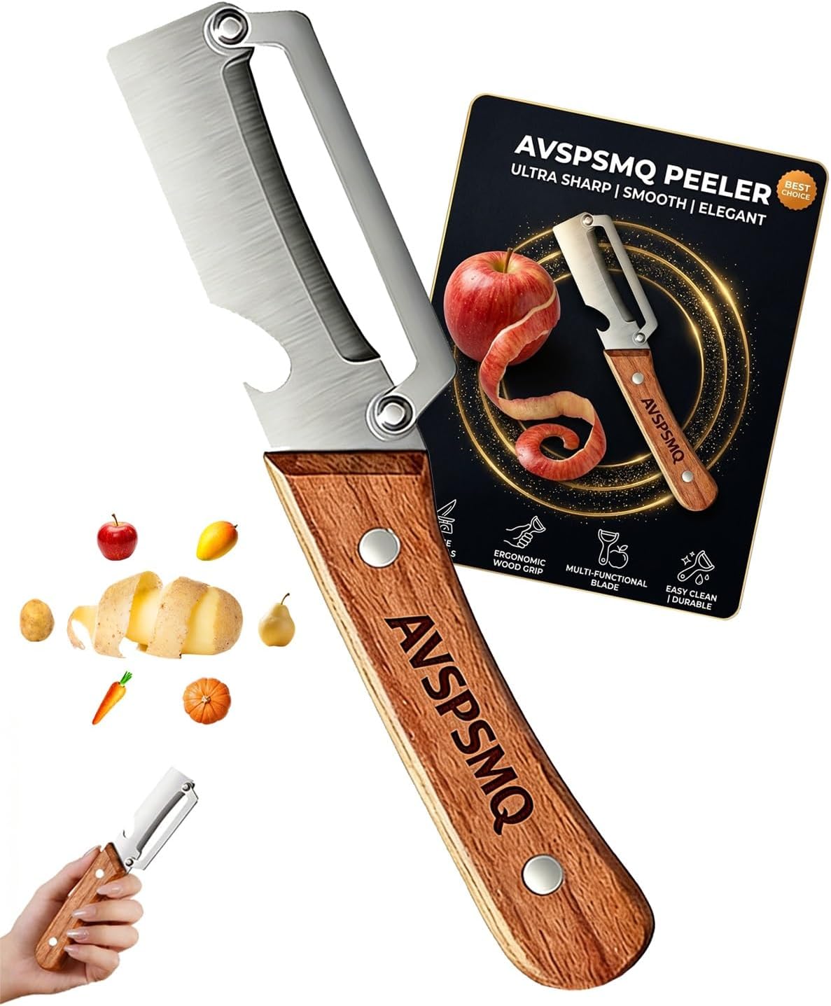 Zero Pressure Peeler 2-in-1 Multifunctional Peelers Hand Vegetable Fruit Peeler with Ergonomic Handle Stainless Steel Vial Opener Tool for Cucumber Apple Potato Pumpkin(5pcs)