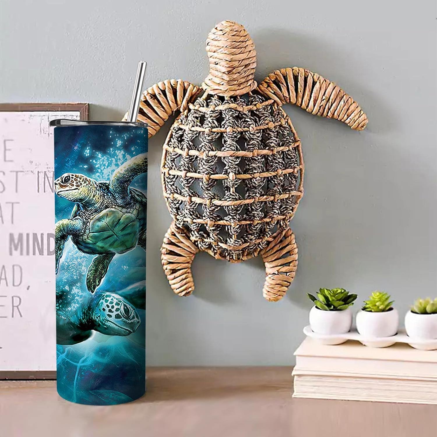 Sunmdecor Sea Turtle Coffee Mug, 20oz Tumbler with Lid and Straw - Double Wall Insulation Stainless Steel Cups For Hot or Cold Beverages, Perfect For Travel, Office, and Christmas Gifts - Image 4